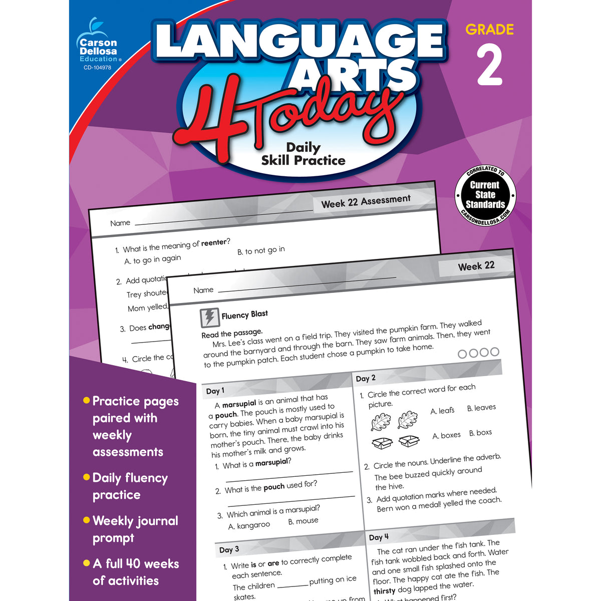 Carson Dellosa Language Arts 4 Today Workbook, Grade 2