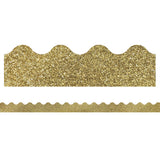 Carson Dellosa Sparkle and Shine Gold Glitter Scalloped Bulletin Board Border