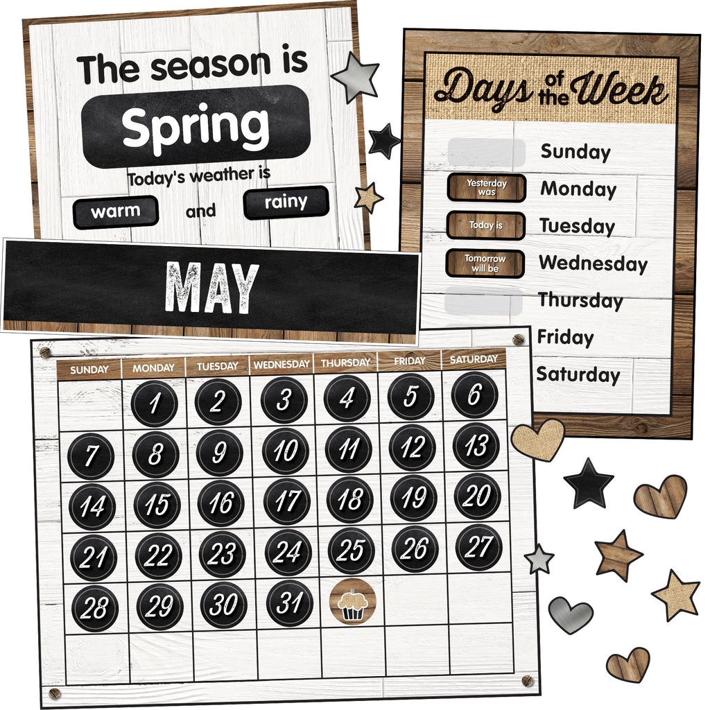 Carson Dellosa Industrial Chic Calendar Bulletin Board Set