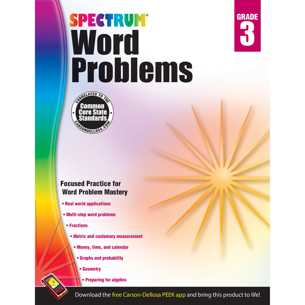 Carson Dellosa Spectrum Word Problems Workbook, Grade 3 (discontinued)