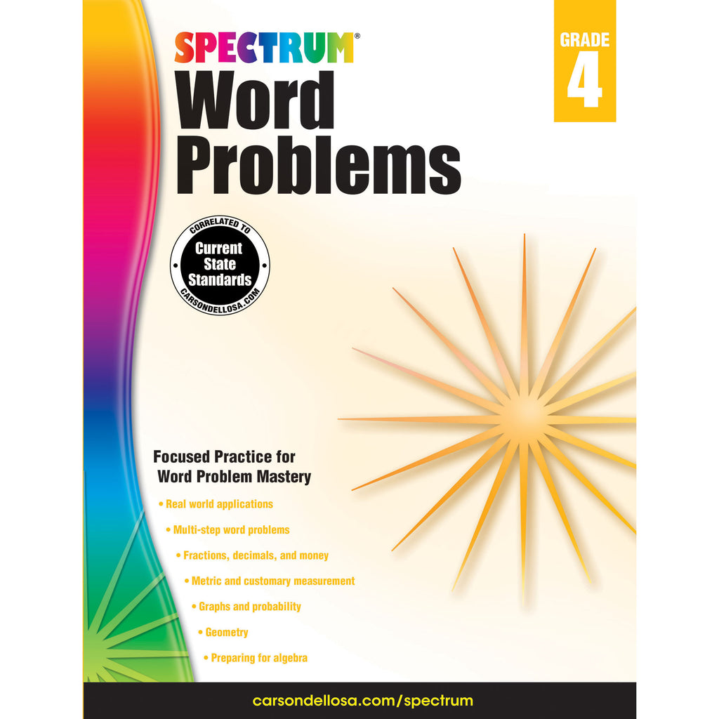 Carson Dellosa Spectrum Word Problems Workbook, Grade 4