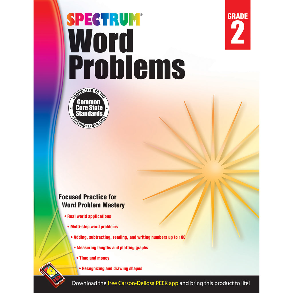 Carson Dellosa Spectrum Word Problems Workbook, Grade 2