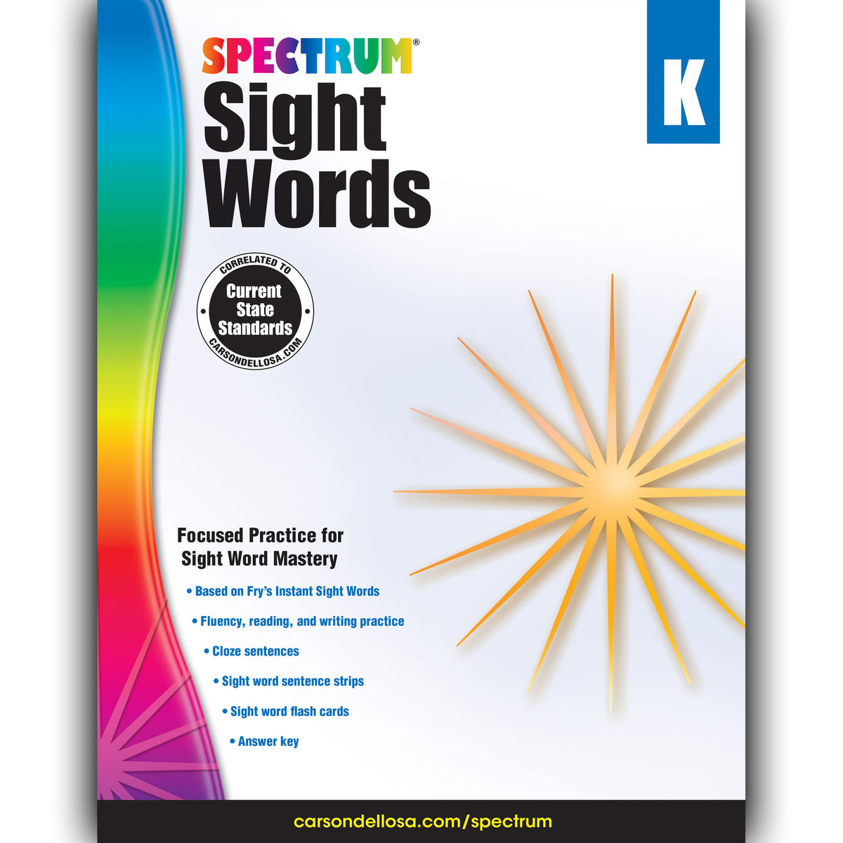 Carson Dellosa Spectrum Sight Words Workbook, Grade K (discontinued)