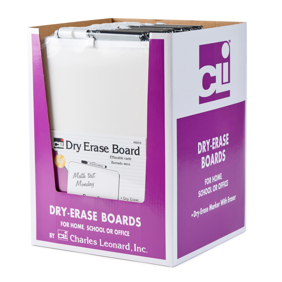 Charles Leonard Dry Erase Boards with Frames, Set of 12