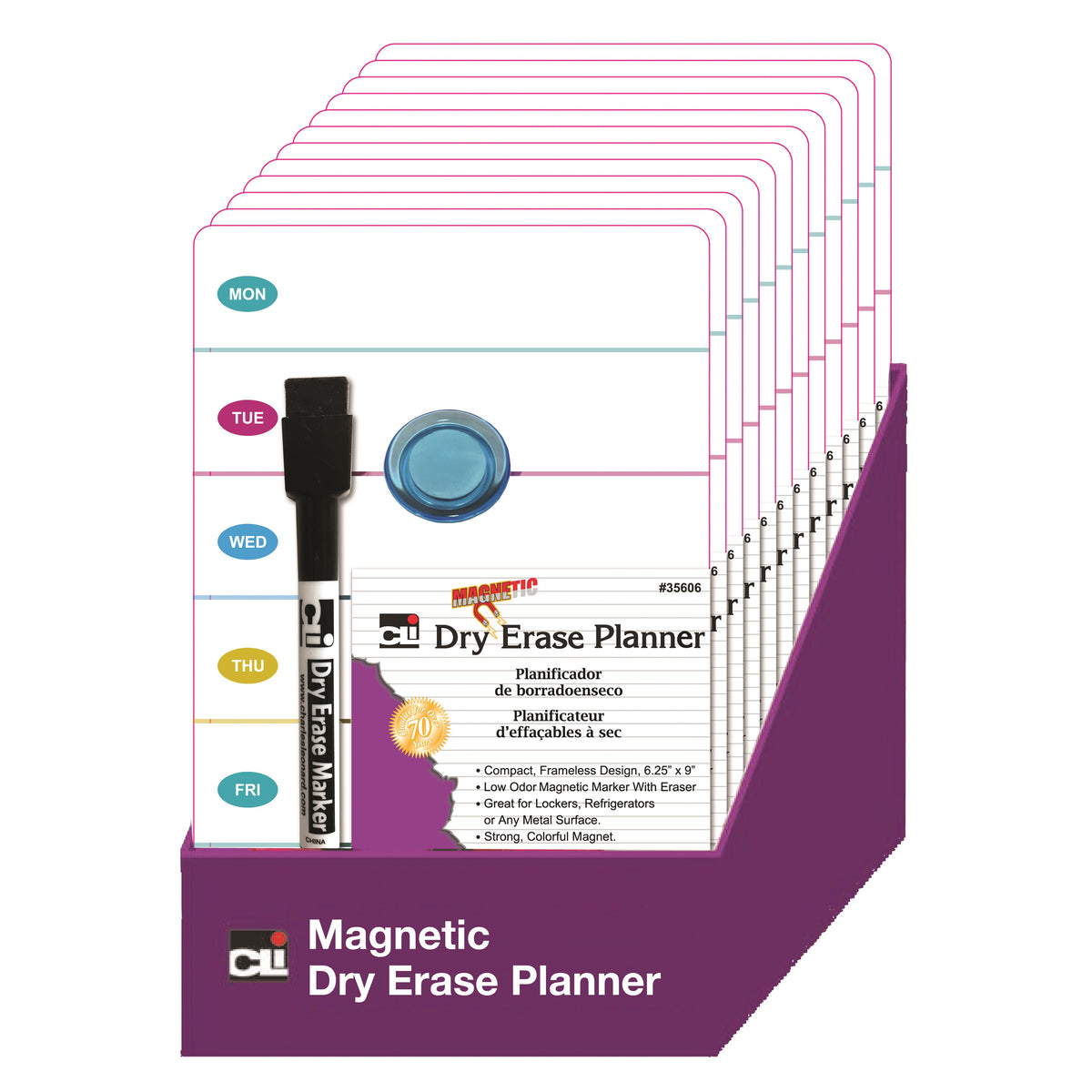 Charles Leonard Mini Magnetic Dry Erase Planner Boards, Set of 12