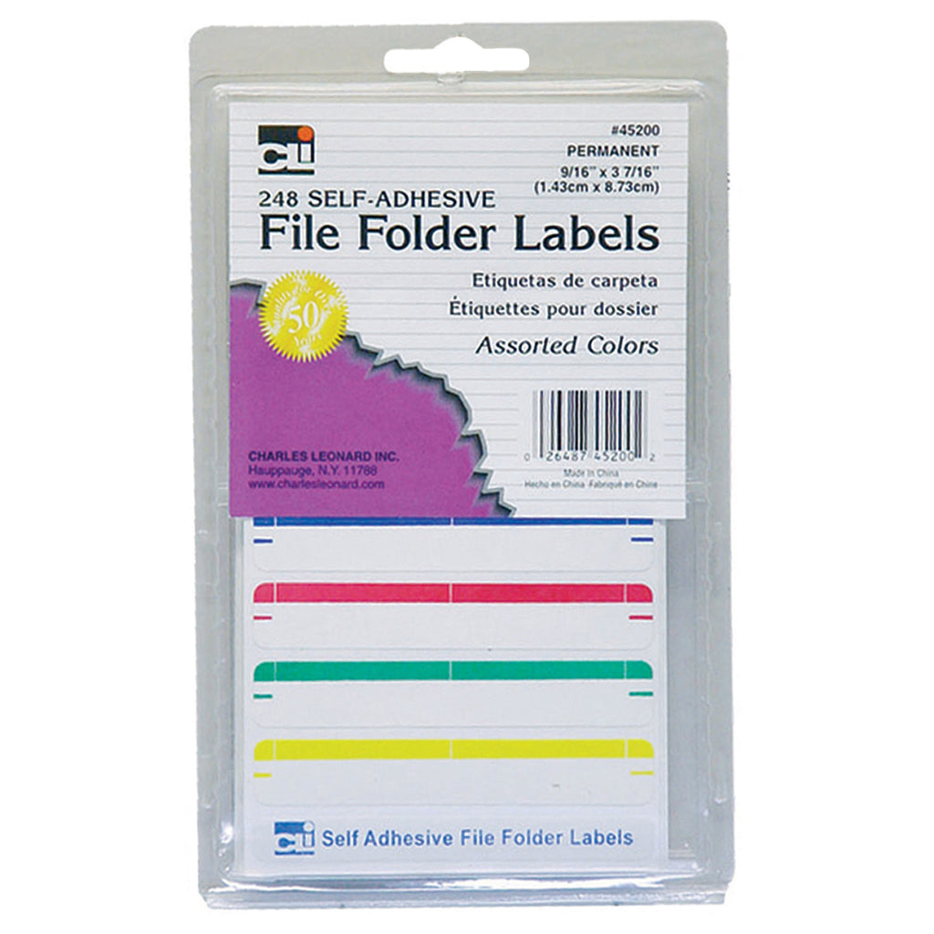 Charles Leonard Self-Adhesive File Folder Labels, Assorted