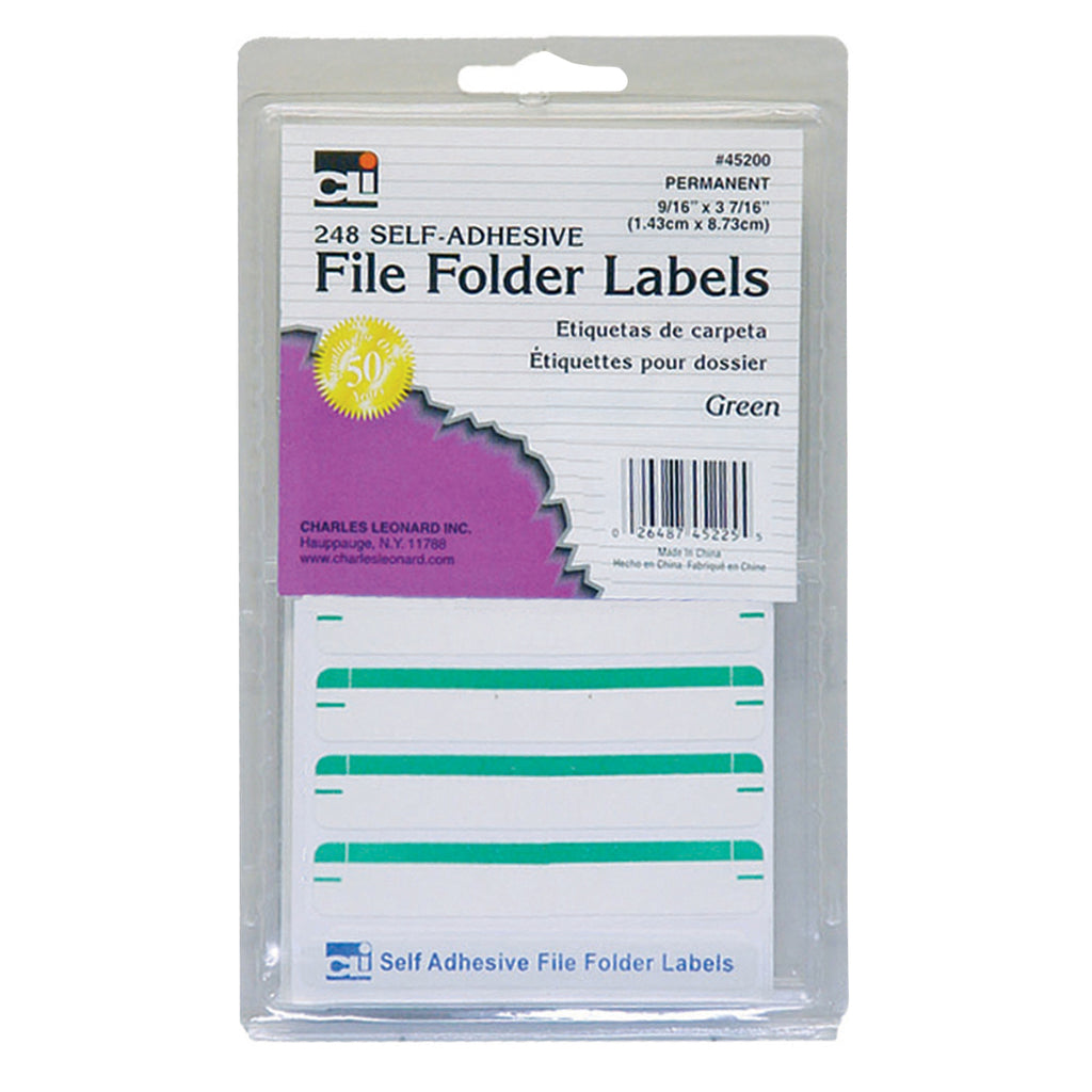 Charles Leonard Self-Adhesive File Folder Labels, Green