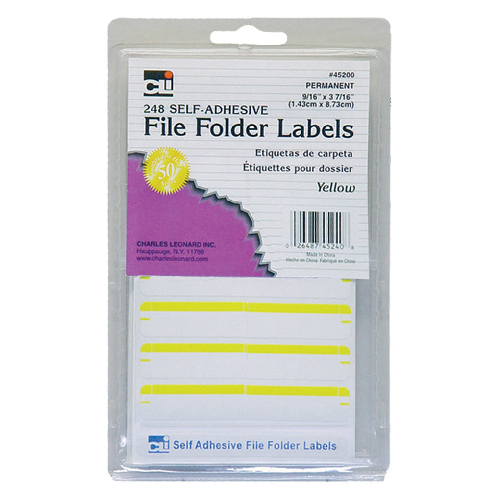 Charles Leonard Self-Adhesive File Folder Labels, Yellow