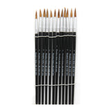 Charles Leonard Water Color Pointed Round Brushes, Size #7 (3/4"), Long