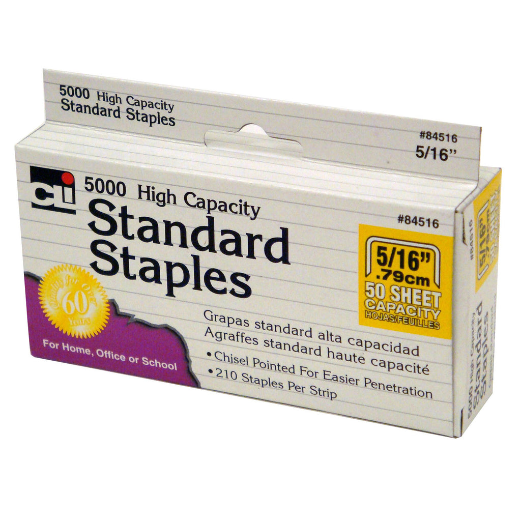 Charles Leonard High Capacity Standard Staples, 5,000 Per Box