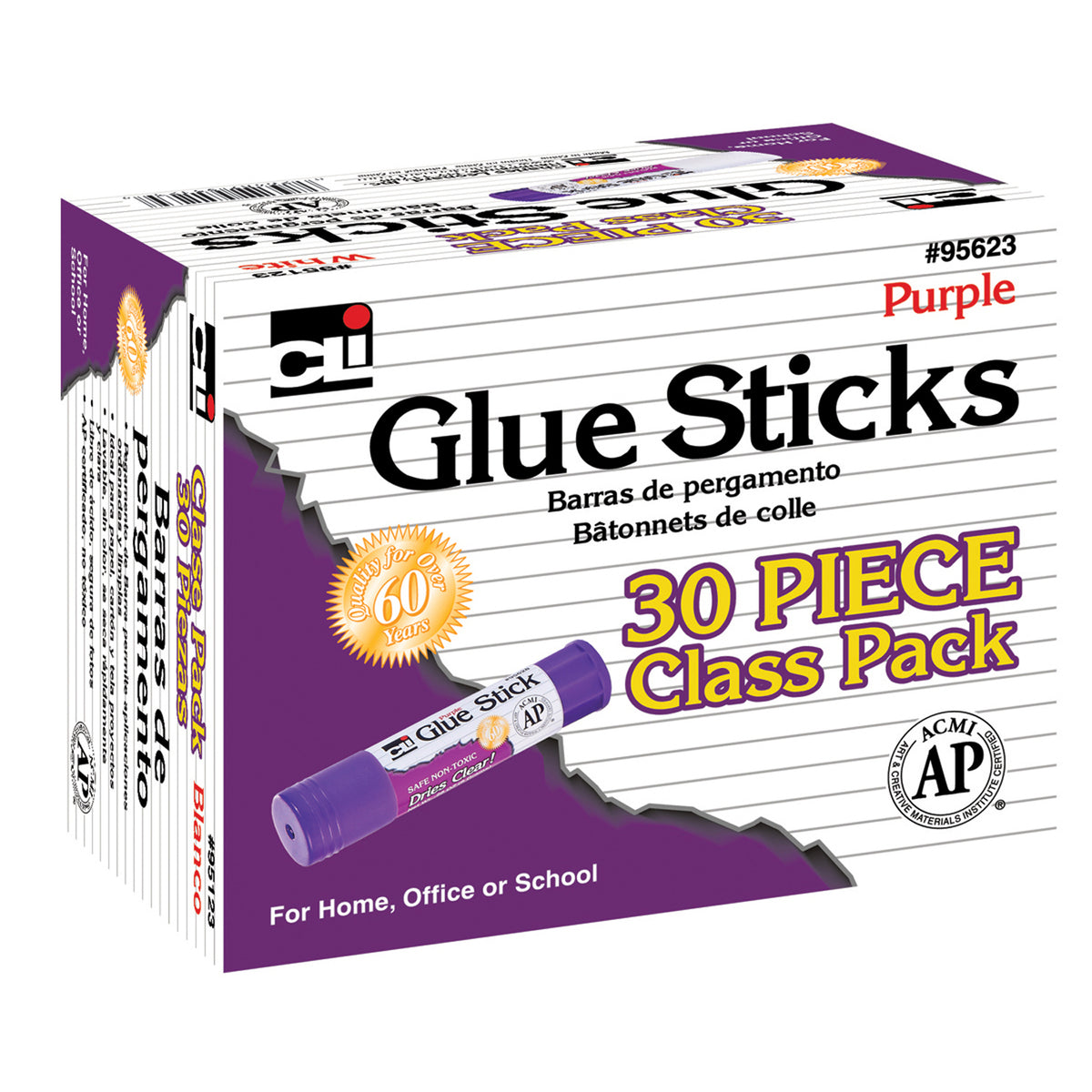 Charles Leonard Glue Sticks, 30 Count Purple (0.28 Oz)