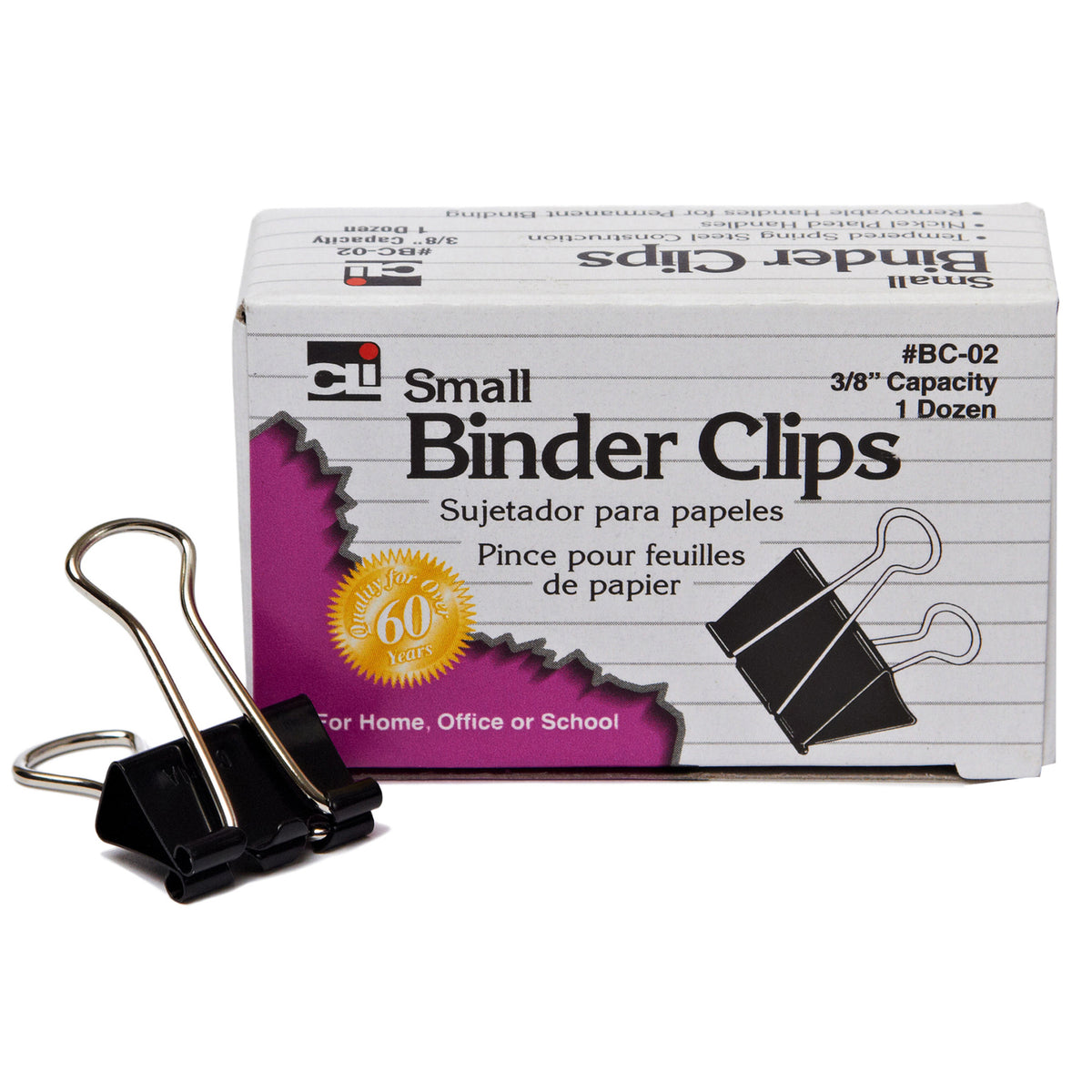 Charles Leonard Small Capacity Binder Clips, 3/8" Capacity