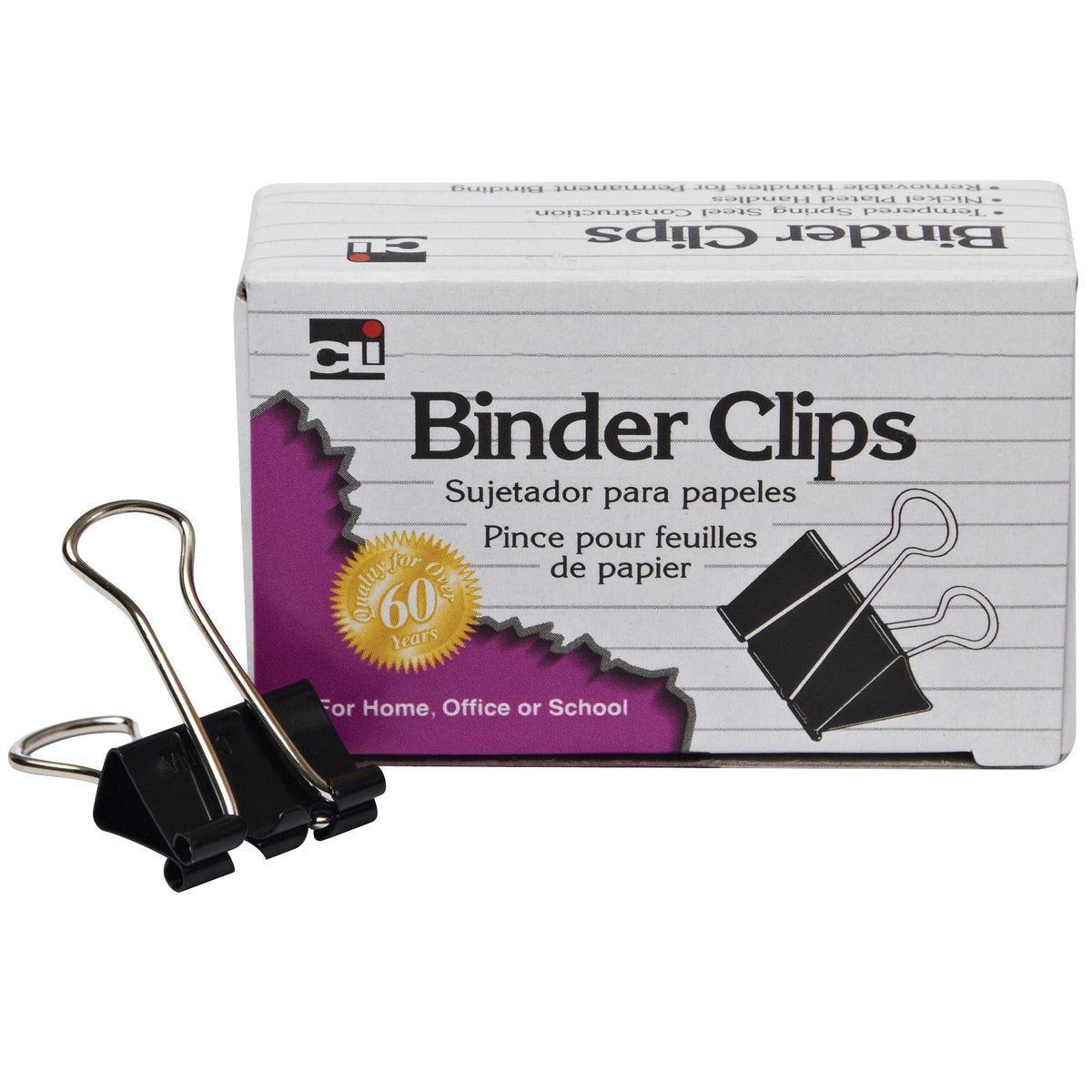 Charles Leonard Medium Capacity Binder Clips, 5/8" Capacity