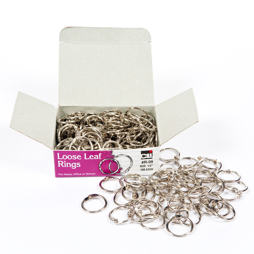 Charles Leonard 1/2" Looseleaf Rings, 100 Per Box