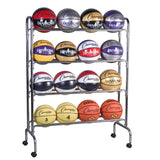 Champion Sports Portable Ball Rack 4 Tier Holds 16 Balls