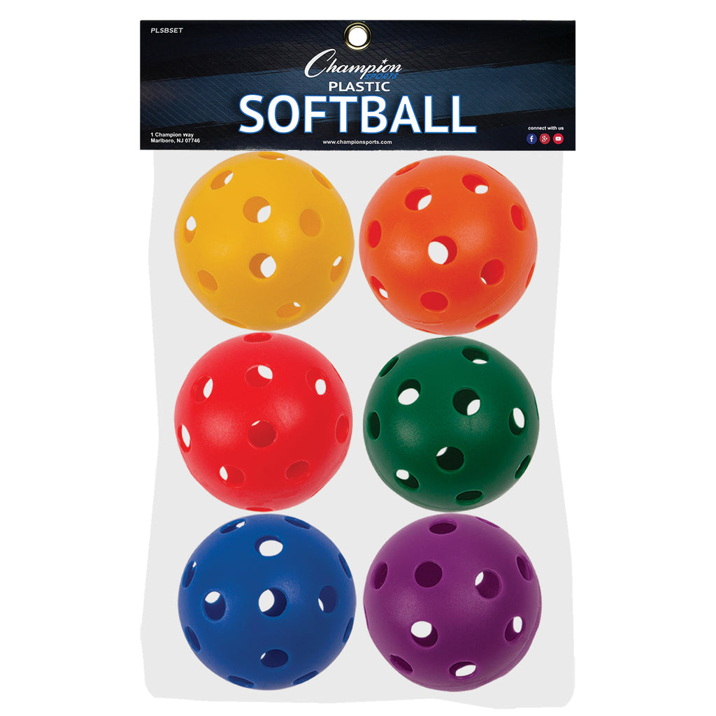 Champion Sports Plastic 12" Softballs, Set of 6