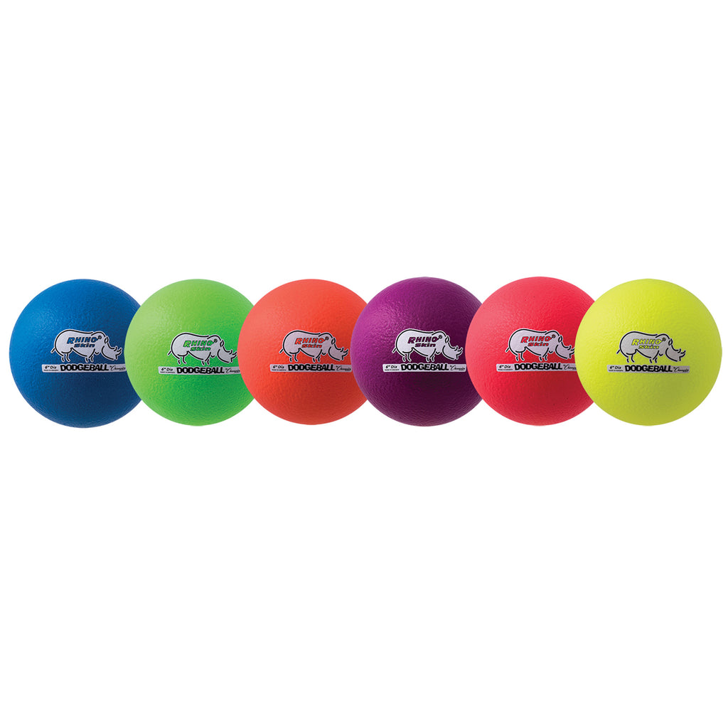 Champion Sports 6" Rhino Skin® Low Bounce Dodgeball Set, Neon Rainbow
