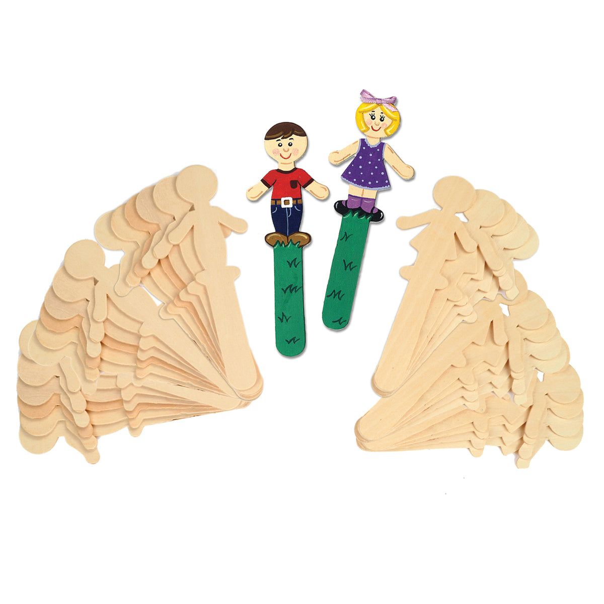 Chenille Kraft People Shaped Wood Craft Sticks - 36 Pieces