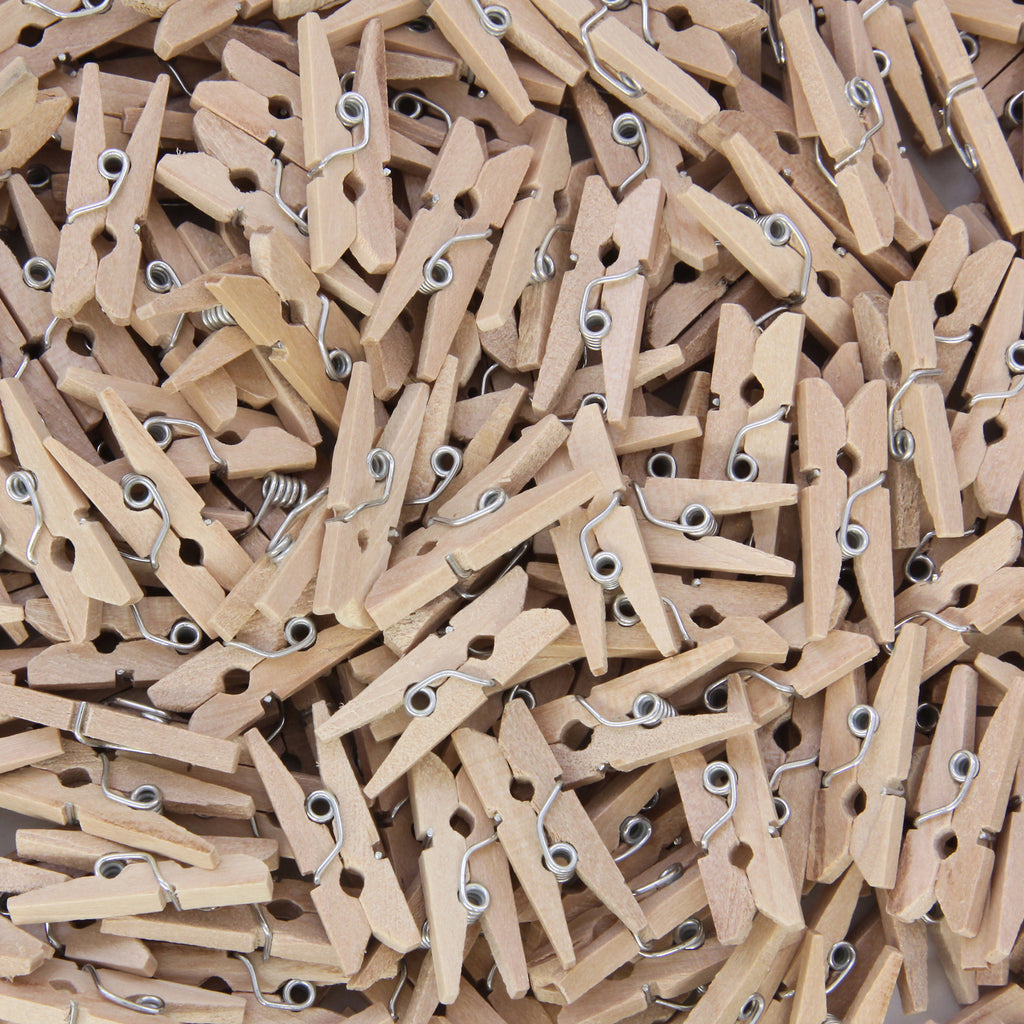 Chenille Kraft Mini Spring Clothespins - Natural - 250 Pieces