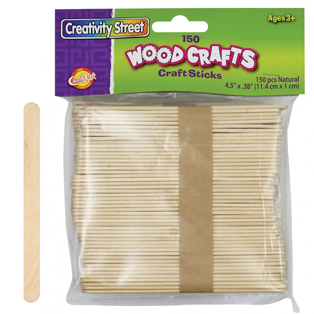 Chenille Kraft Wooden Craft Sticks - 150 Pieces Natural