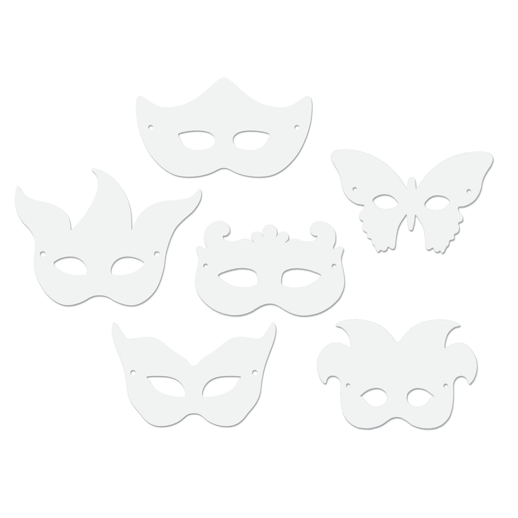 Chenille Kraft Die-Cut Mardi Gras Masks - 24 Paper Masks