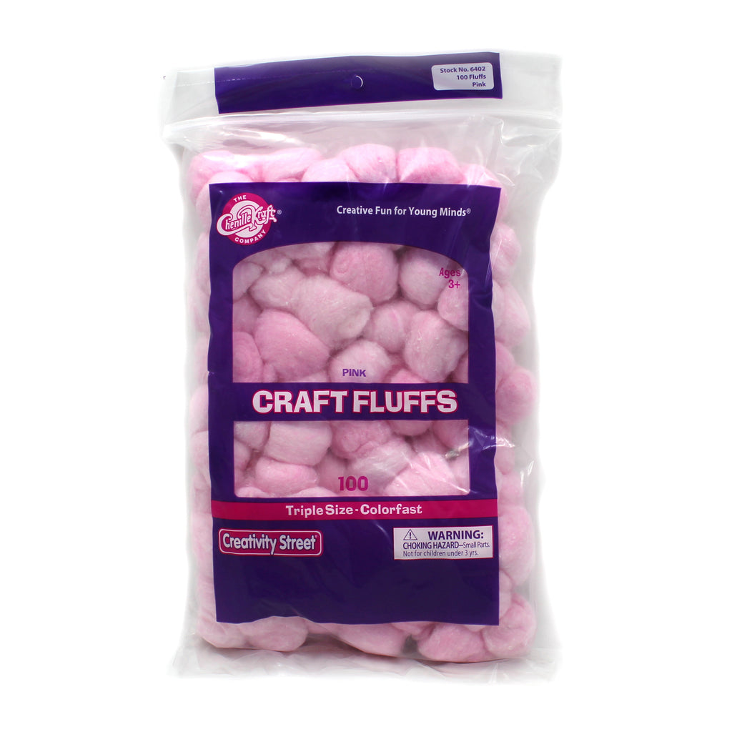 Chenille Kraft Craft Fluffs - Pink - 100 Pieces