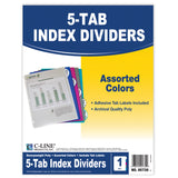 C-Line Products 5 Tab Poly Index Dividers, Assorted 5 Standard Tab