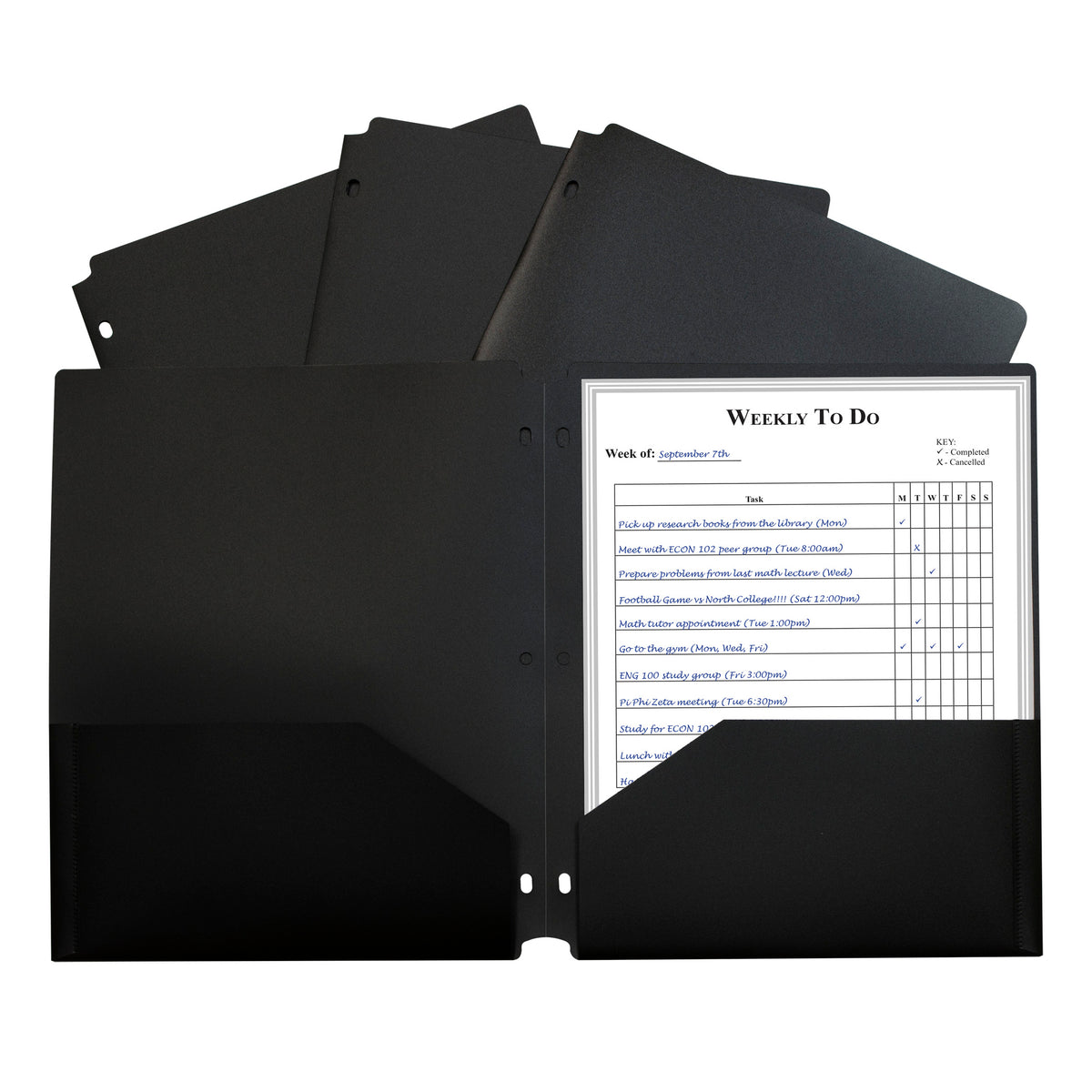 C-Line Products Two-Pocket Heavyweight Poly Portfolio Folder, Three-Hole Punch, Black (discontinued)