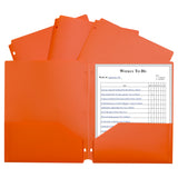 C-Line Products Two-Pocket Heavyweight Poly Portfolio Folder, Three-Hole Punch, Orange