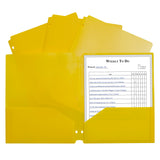 C-Line Products Two-Pocket Heavyweight Poly Portfolio Folder, Three-Hole Punch, Yellow
