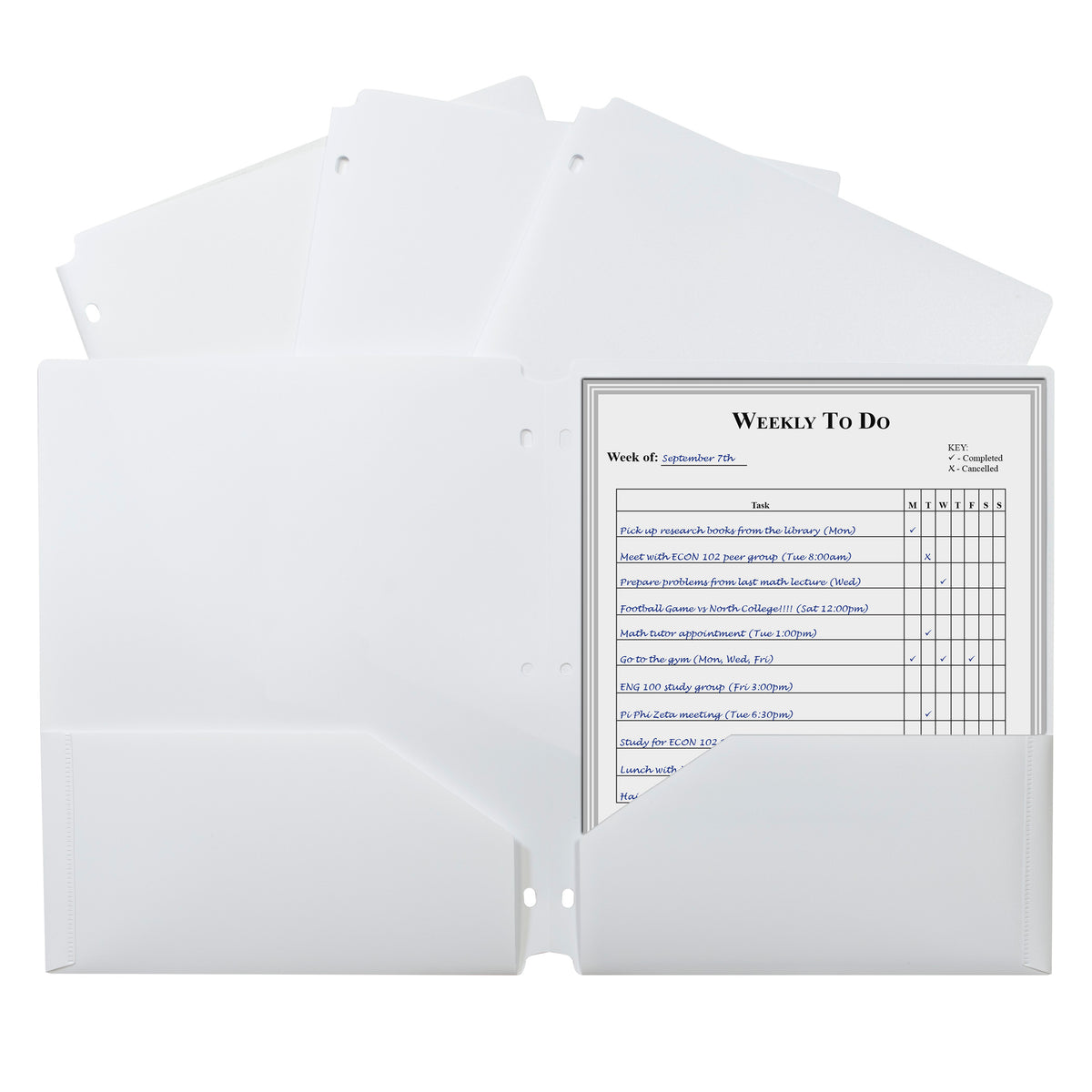 C-Line Products Two-Pocket Heavyweight Poly Portfolio Folder, Three-Hole Punch, White