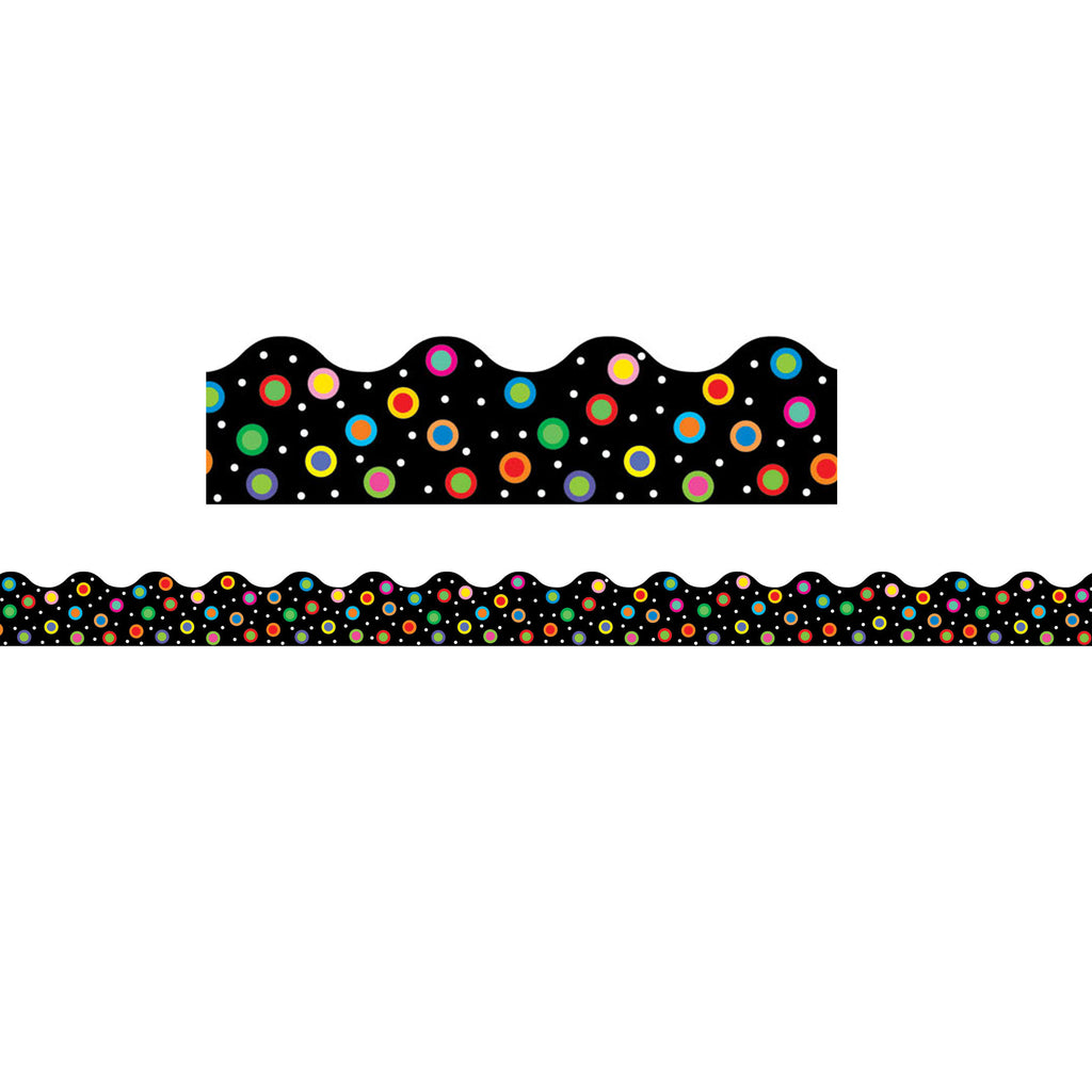 Creative Teaching Press Colorful Dots On Black Bulletin Board Border, Scalloped (discontinued)