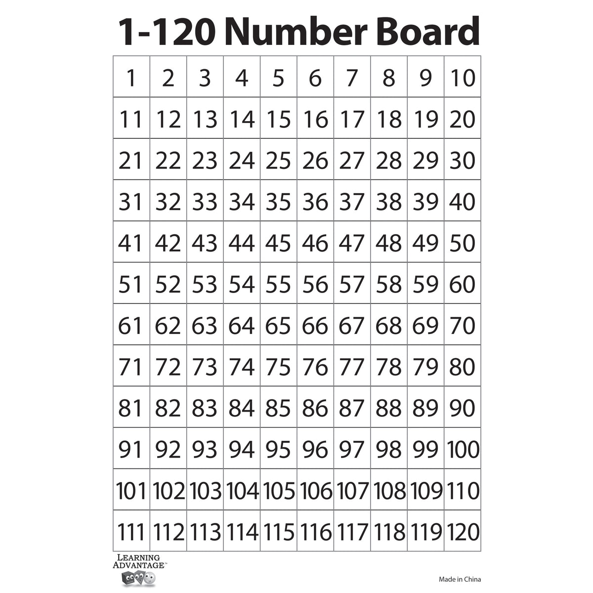 Learning Advantage 1-120 Number Dry Erase Boards, Set of 10