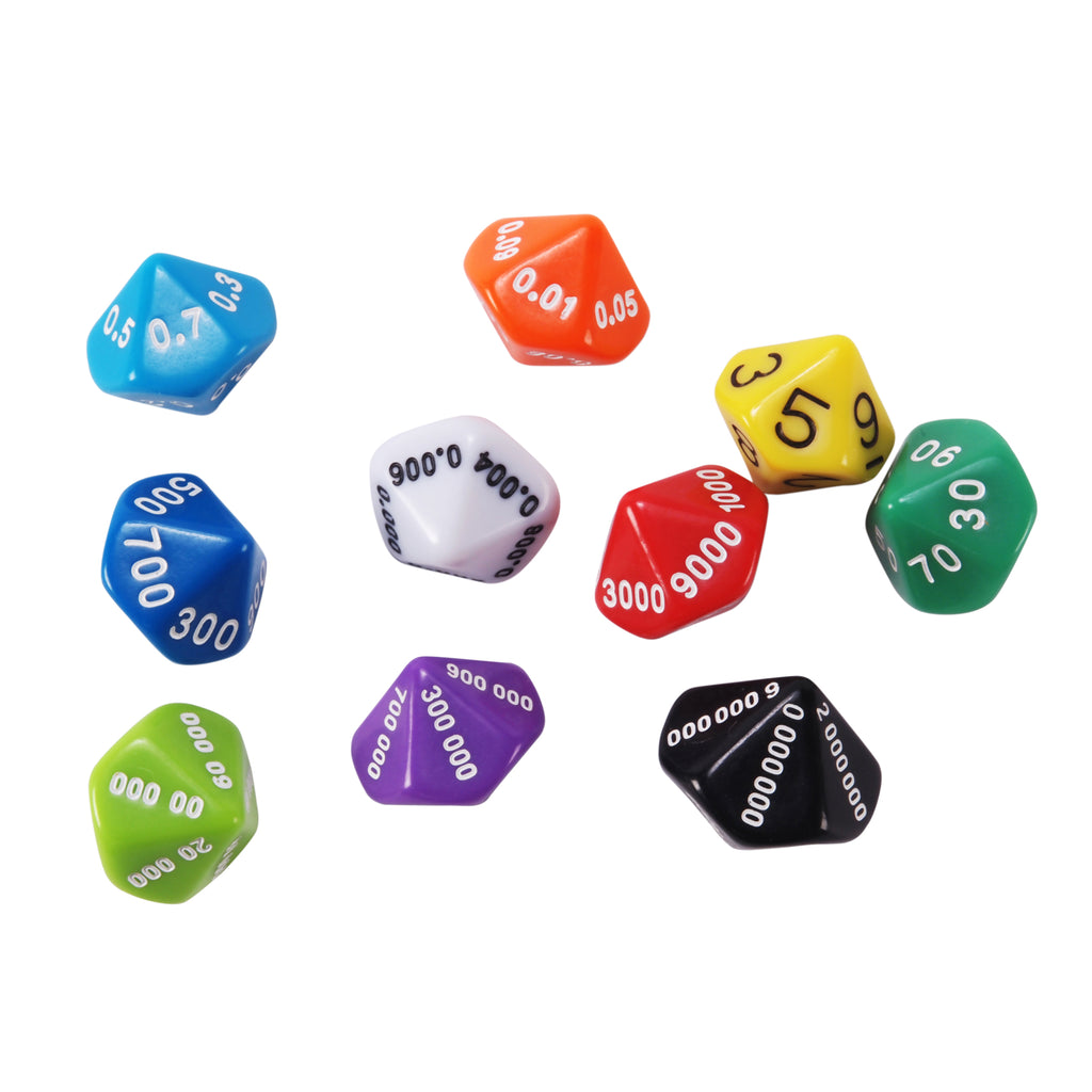 Learning Advantage Place Value and Decimal Dice, Set of 10