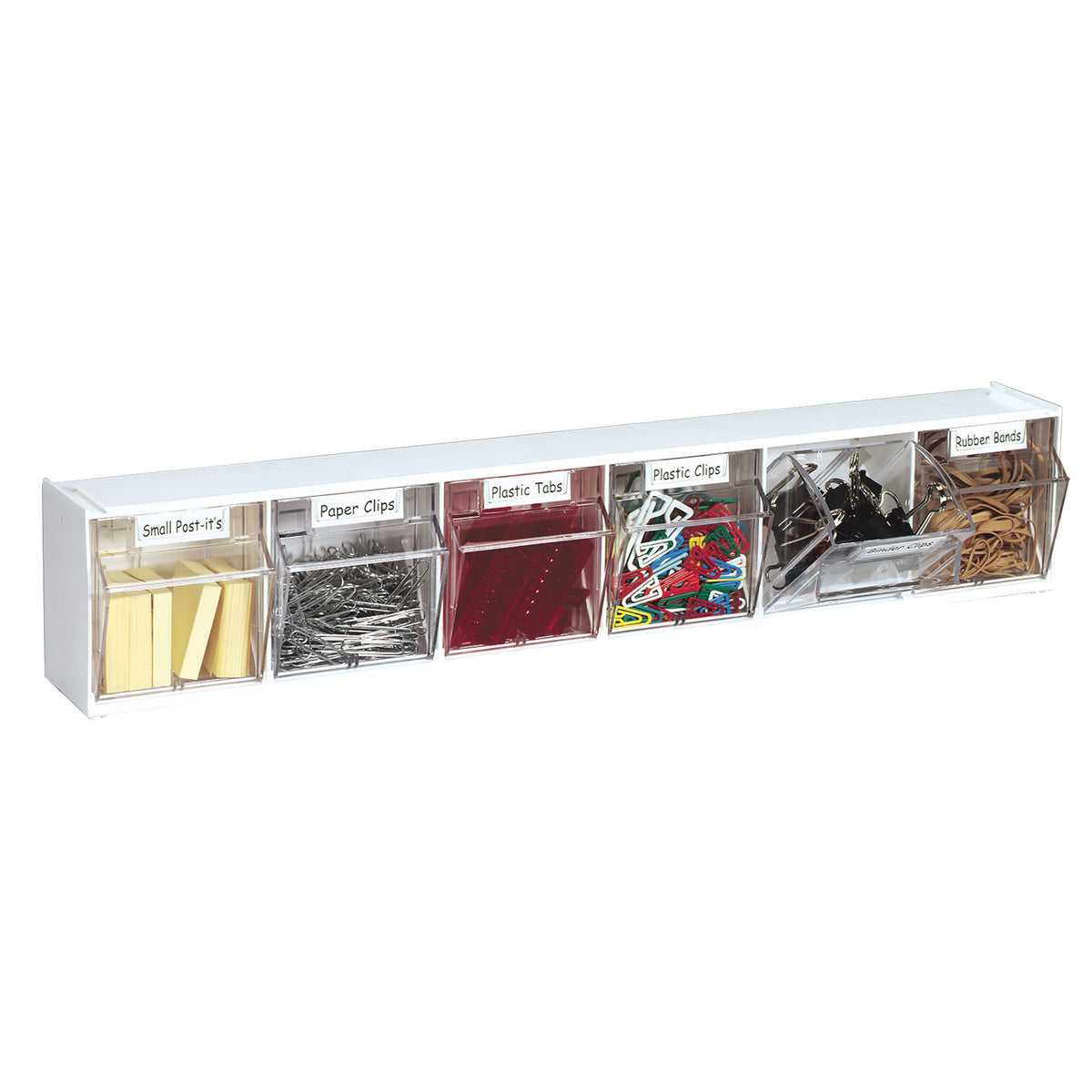 Deflecto Interlocking Tilt Bin™ - 6 Bin Unit, White