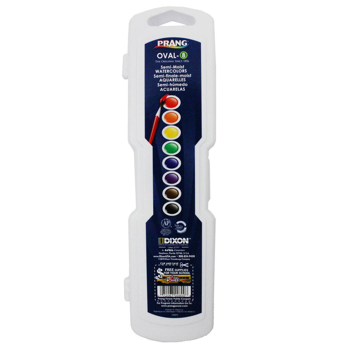 Dixon Ticonderoga Prang Water Colors, 8 Colors, Oval