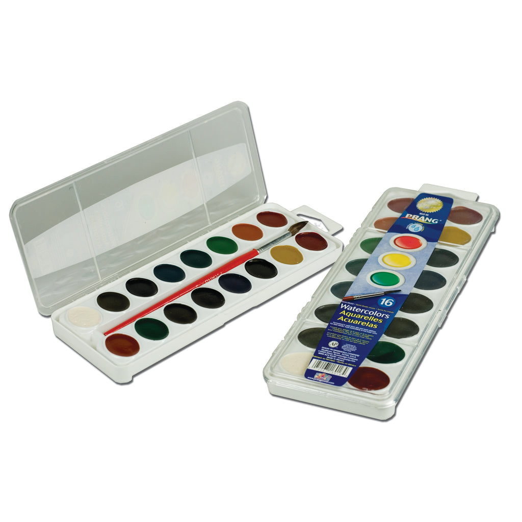 Semi-Moist Watercolor Paint Set, 8-Color Oval Pan w/Brush, 36 Sets