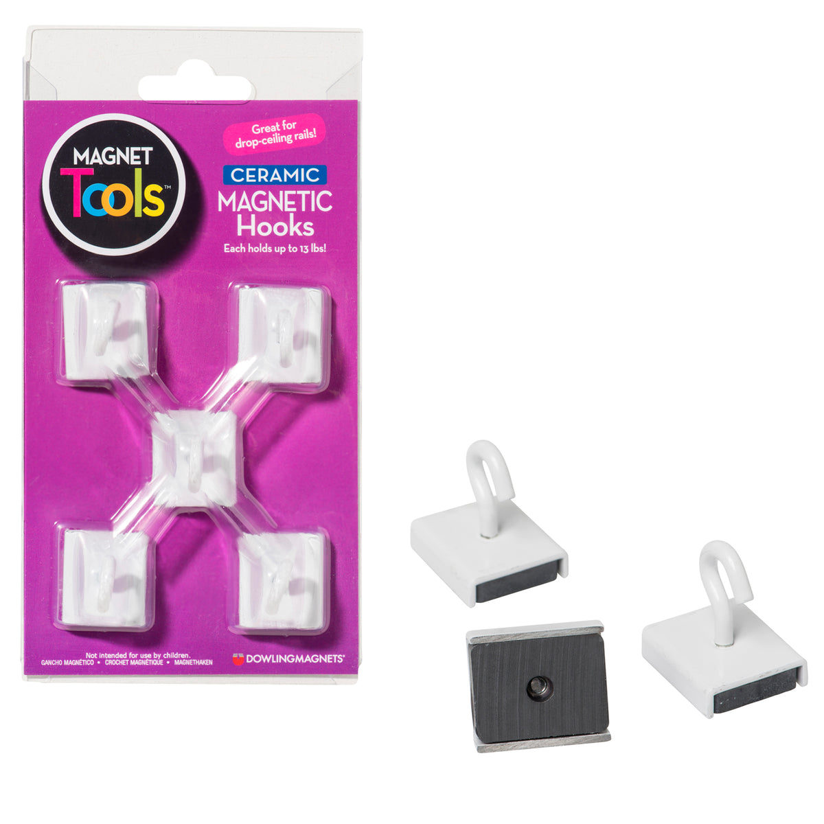 Dowling Magnets Ceramic Ceiling Hooks, Set of 5