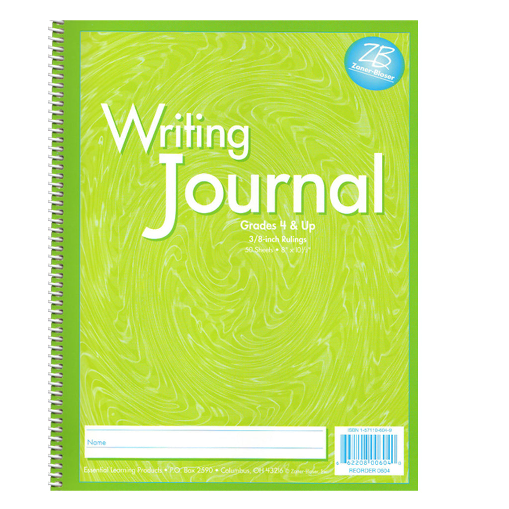 Essential Learning Products Green Writing Journal, 3/8" Ruling, Grades 4-Up
