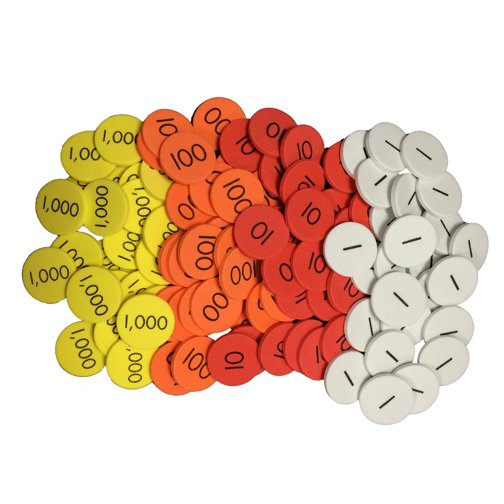 Essential Learning Products Sensational Math™ 4-Value Whole Numbers Place Value Discs, 12-Pack