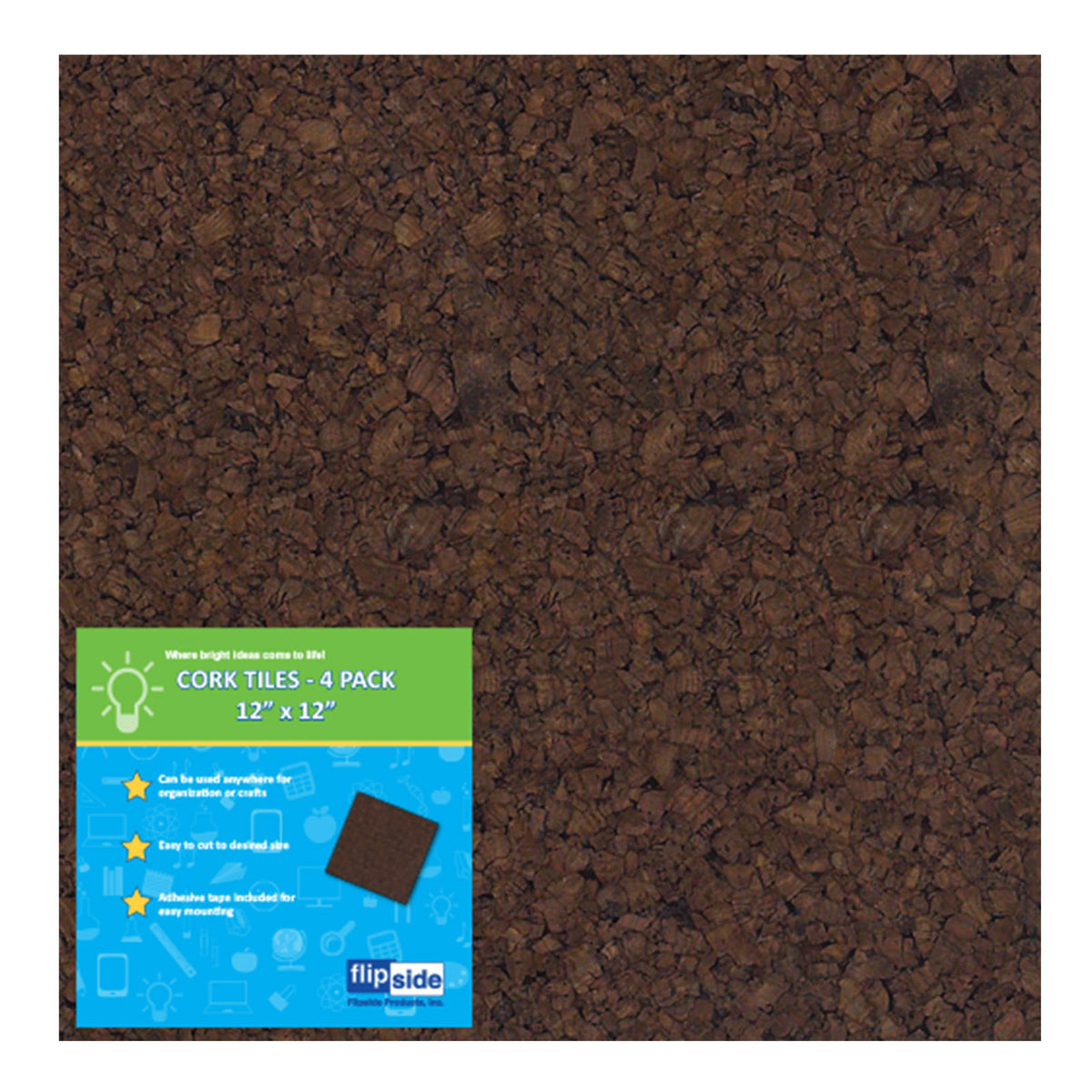 Flipside Dark Cork Tiles, 4 Pack