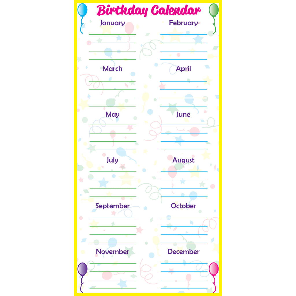 Flipside Frameworks™ Dry Erase Low Tac Birthday Calendar, Vertical