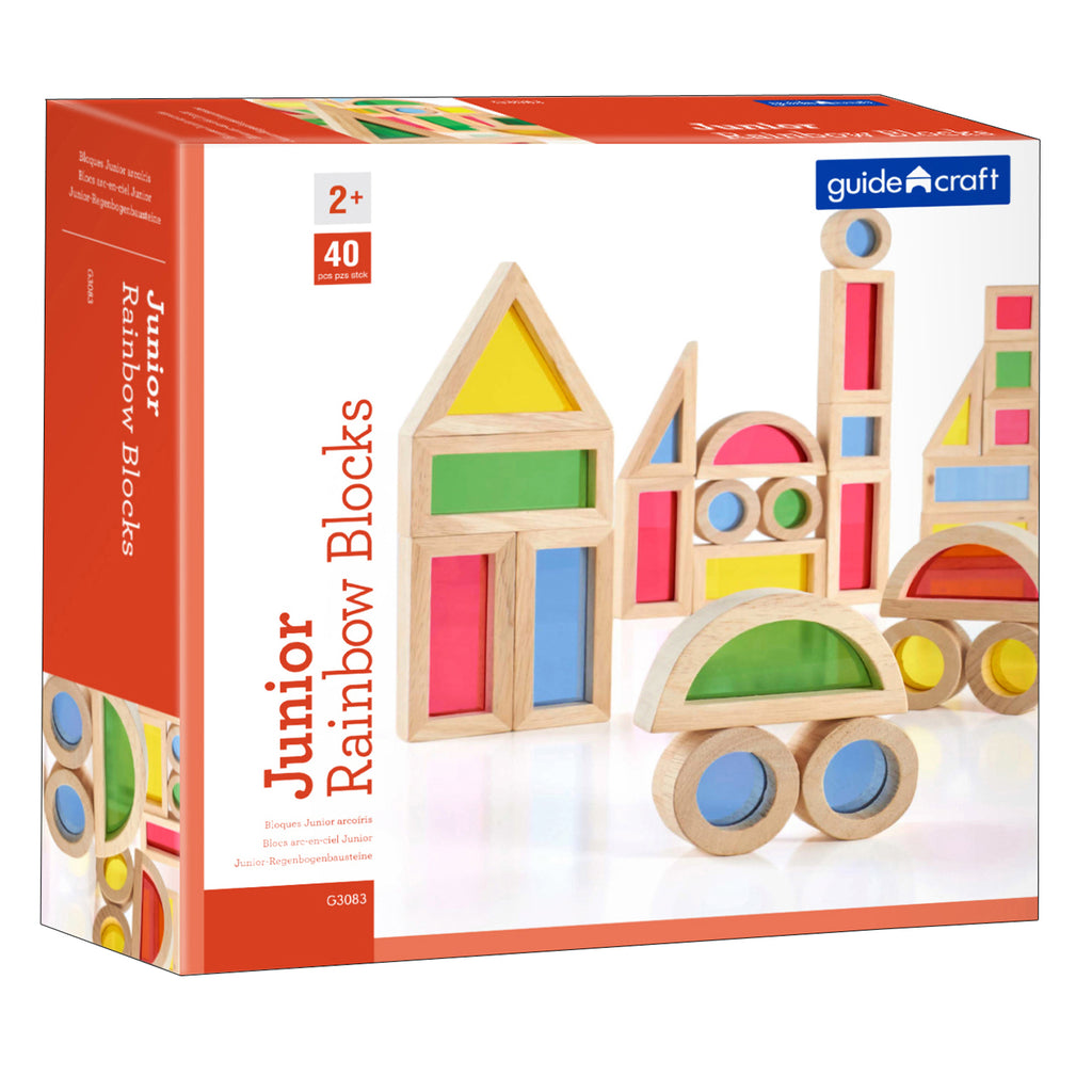 Guidecraft Jr. Rainbow Blocks, 40 Piece Set