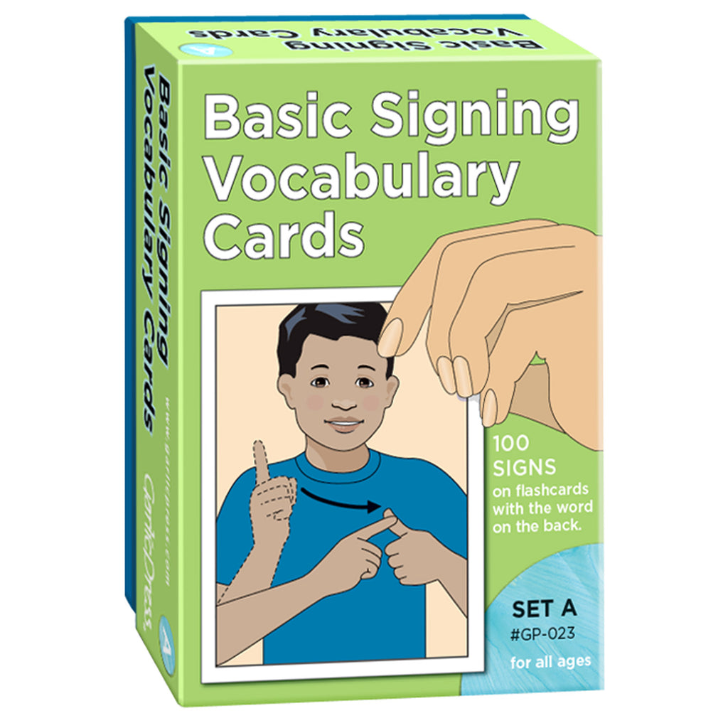 Garlic Press Basic Signing Sign Language Vocabulary Cards Set A, 100 Pack