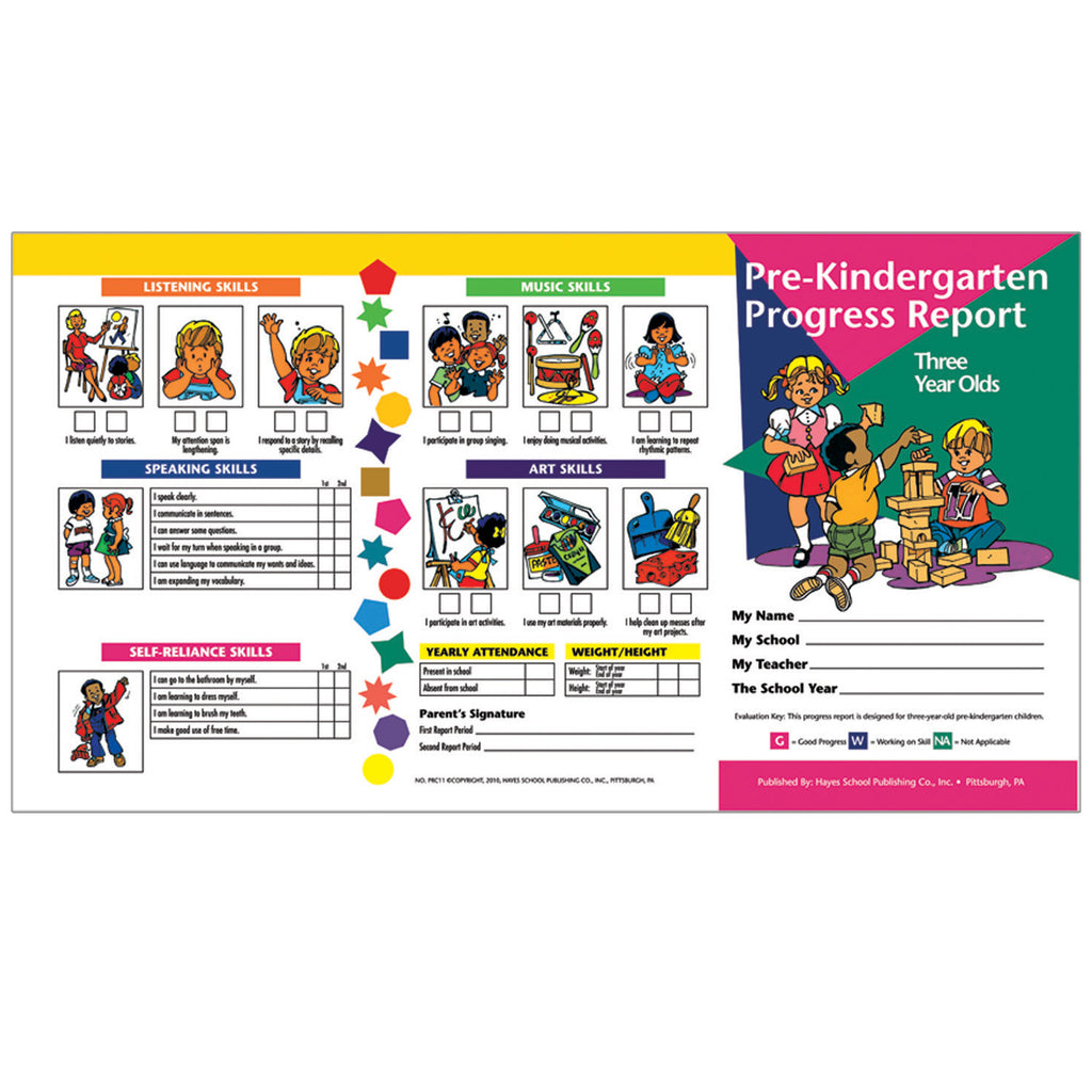 Hayes School Publishing Pre-Kindergarten Progress Report