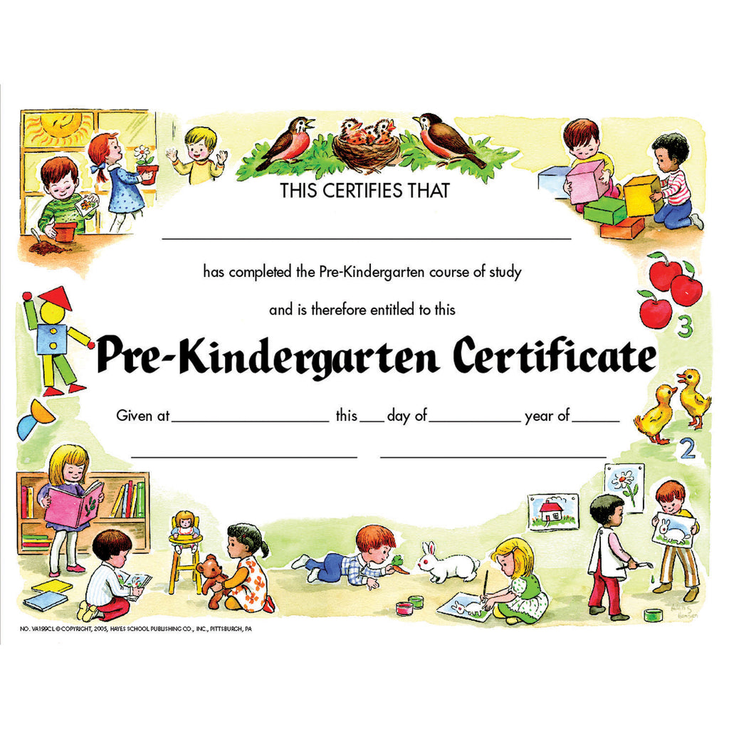 Hayes School Publishing Pre-Kindergarten Certificate 2