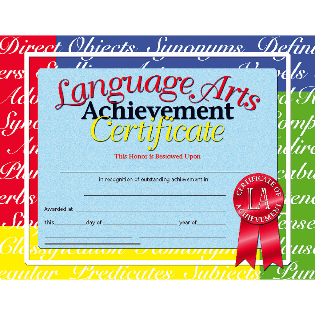 Hayes School Publishing Language Arts Achievement Certificates