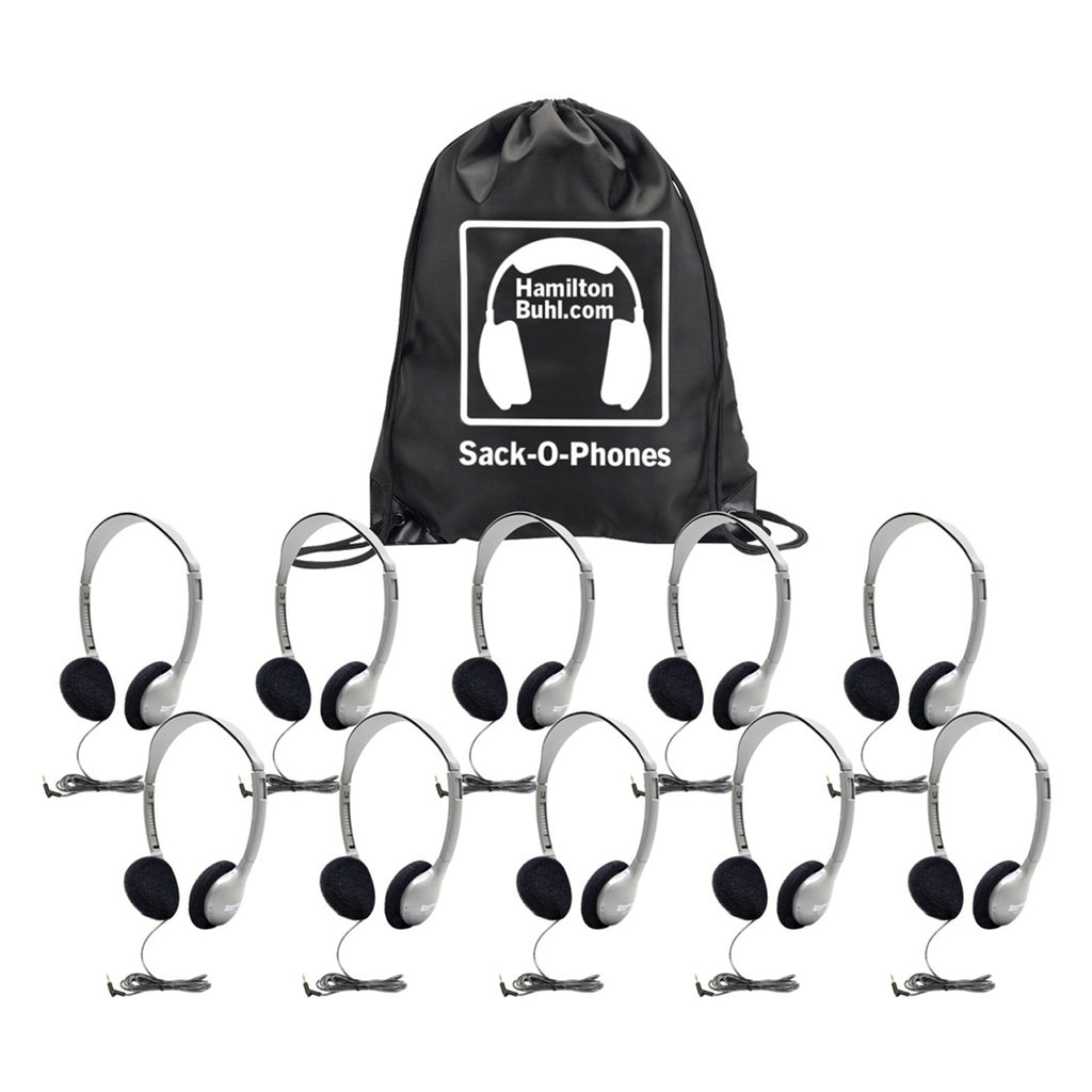 Hamilton Buhl Sack-O-Phones, 10 HA2 Personal Headsets, Foam Ear Cushions in a Carry Bag