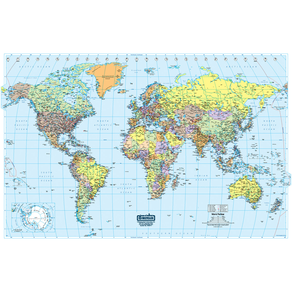 House Of Doolittle U.S. & World Maps Laminated World Map 50 x 33