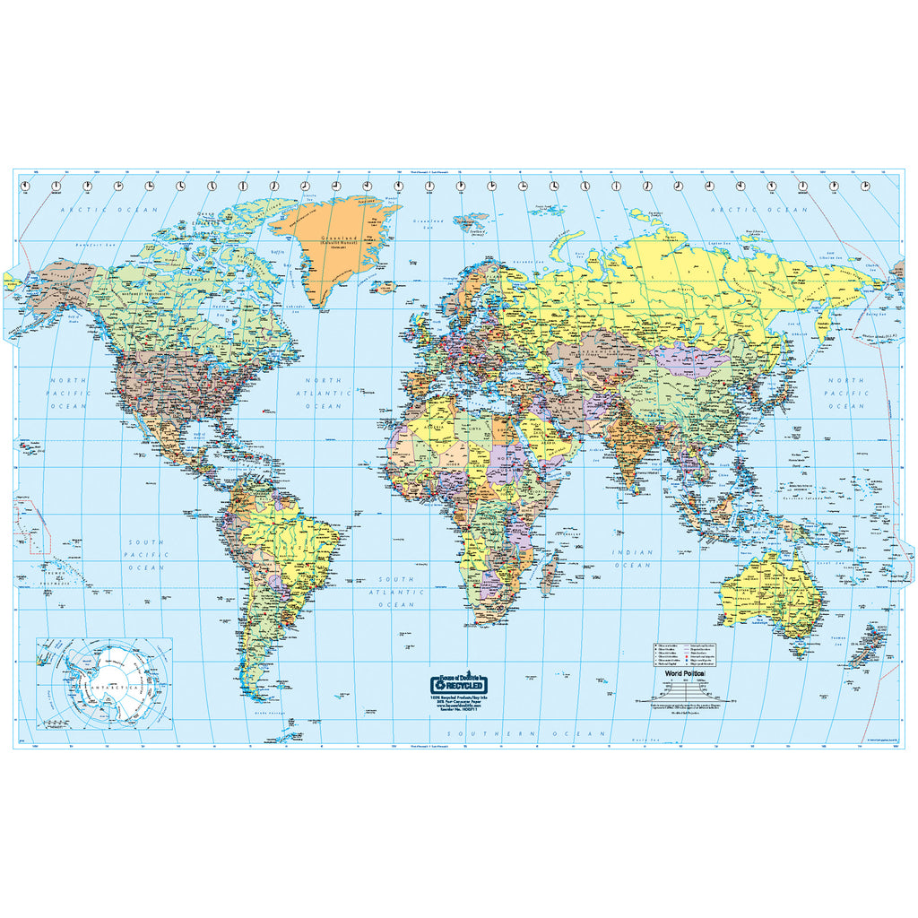 House Of Doolittle U.S. & World Maps: Laminated World Map 38 x 25